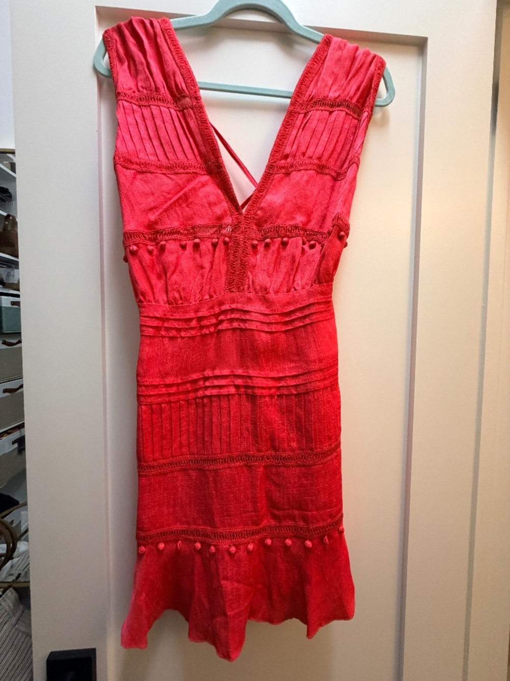 IRO Hot Coral Mini Pavi Pom Pom Dress - FR 34/ US 2 - BNWT
